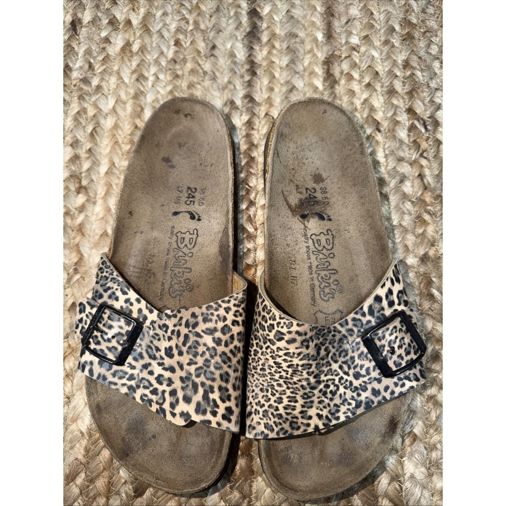 Birkis Birkenstock Leopard Print Cork Footbed Sandals Size 7 Woman's